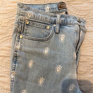 J Crew Women's Light Blue Patterned straight Jeans
